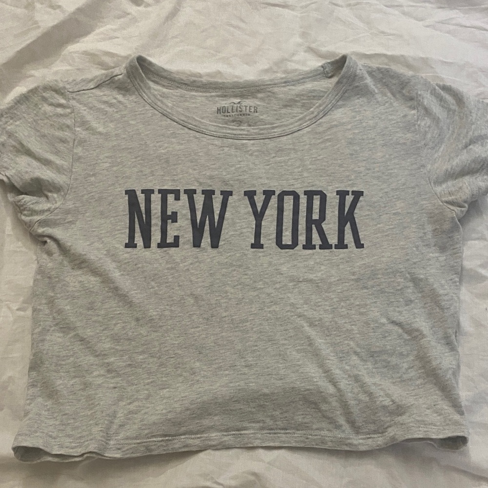 Hollister Gray Logo T-Shirt with Tonal Print